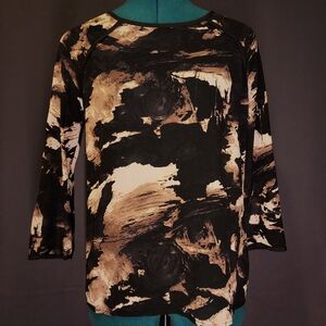 3/$20 Massimo Black and Brown Abstract Long Sleeve Top